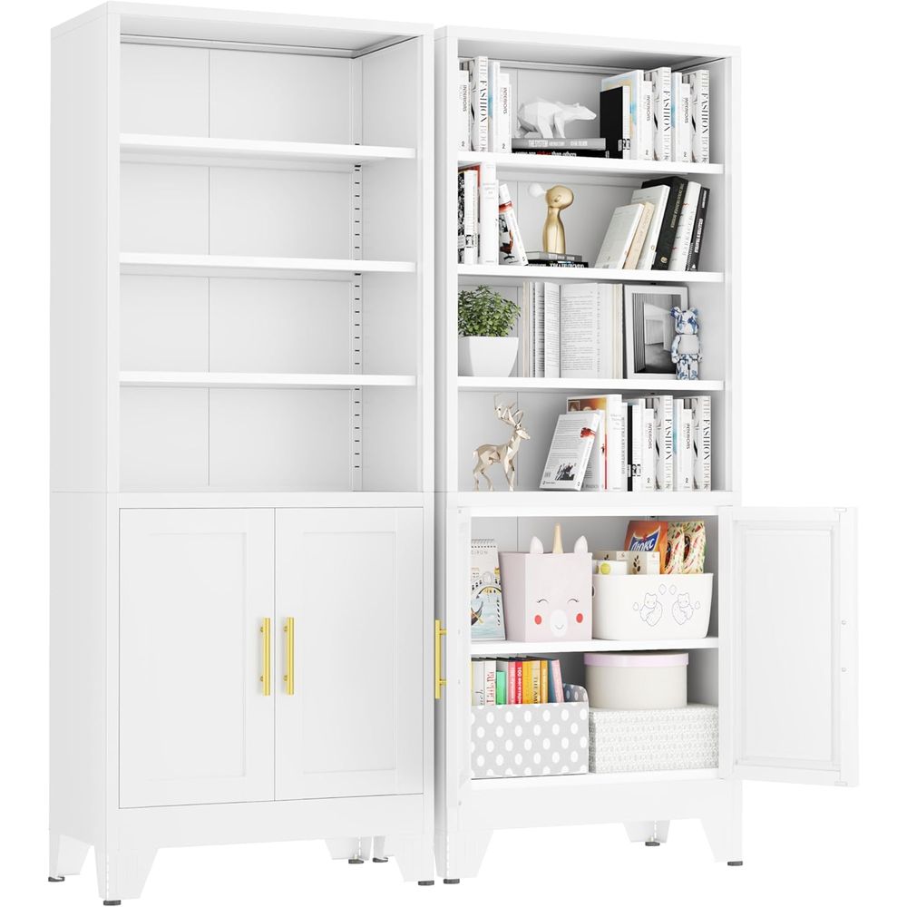 Office Storage Cabinet - Librerías Metálicas Blancas de 71 Pulgadas