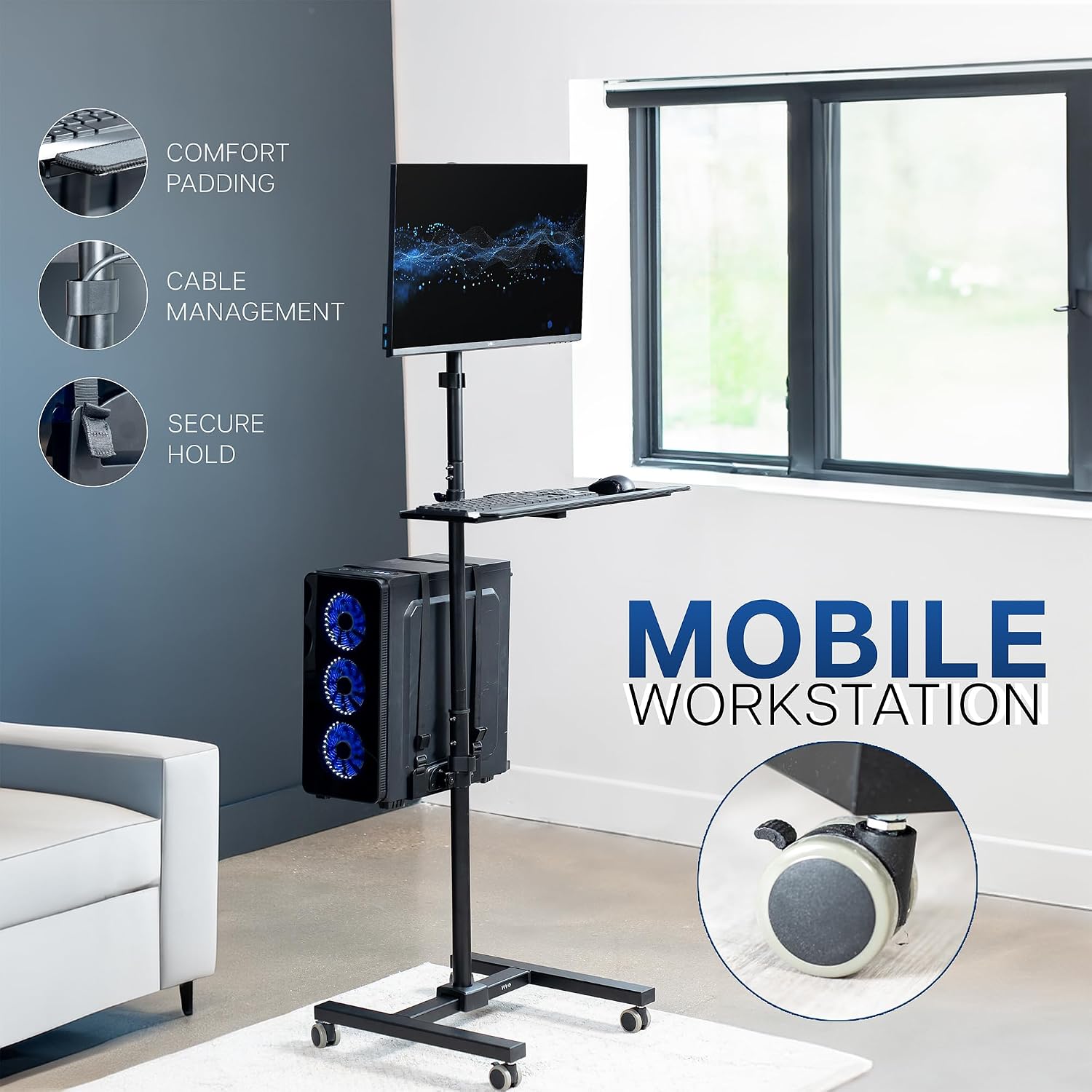 Carrito rodante negro para com - Adjustable Monitor Mount reseña y precio