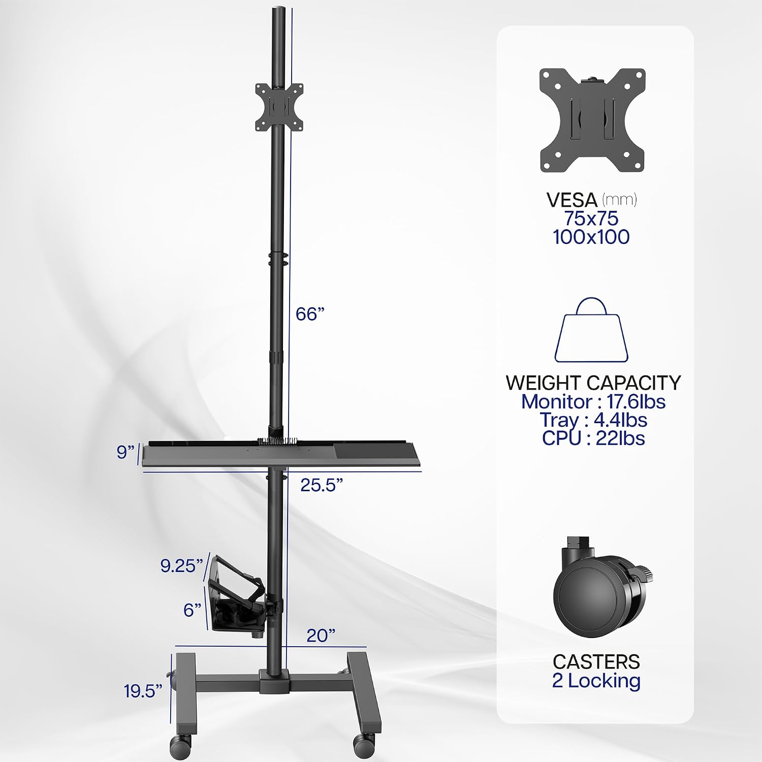 Carrito rodante negro para com - Adjustable Monitor Mount reseña y precio